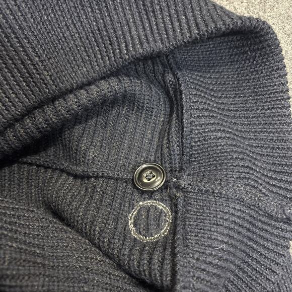 Relwen Men’s Med Mock Neck Wool Blend Chunky Knit Pullover Navy Blue Sweater - Picture 9 of 9